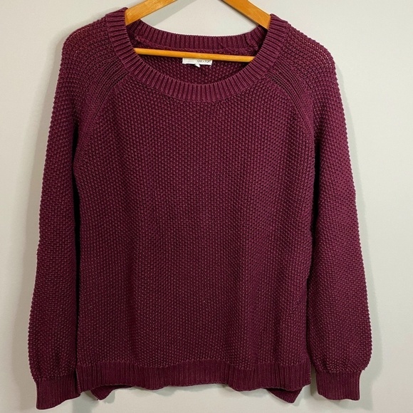 Oak + Fort Chucky Knit Women's Burgundy Long Sleeve‎ Heavy Sweater Size Large - Picture 1 of 7